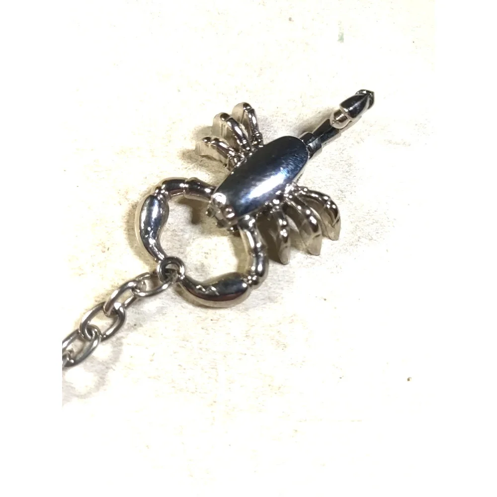 Scorpion Keychain Metal Articulated Silver Tone